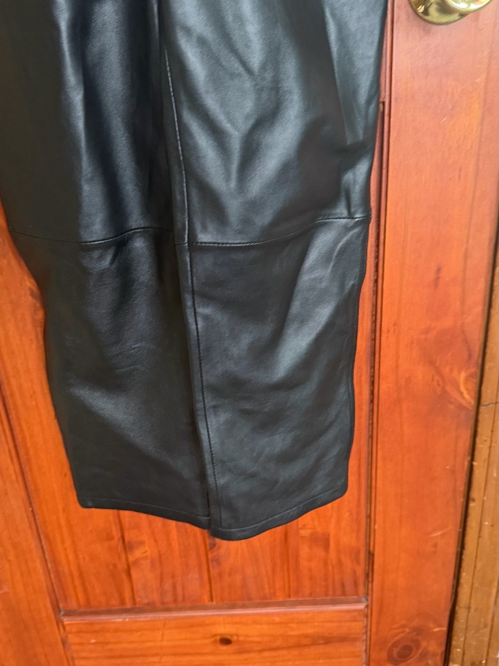 Lab Black Leather Long Zip Jumpsuit Jacket 4 Petite - Picture 5 of 8